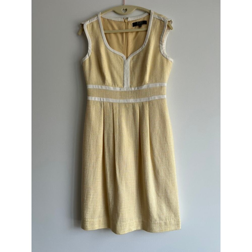 Alex Marie Canary Yellow Vintage Style Summer Tweed Sheath Dress (size 4P)